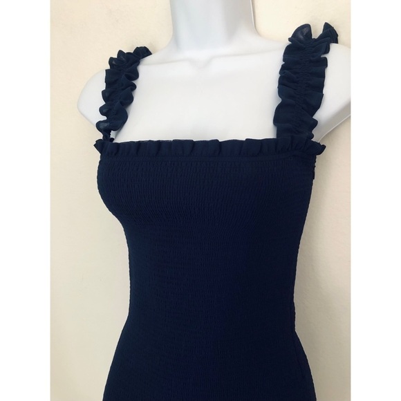 RELISTING SOON: Wilfred Luella Smocked Navy Blue Mini Dress - Picture 8 of 16